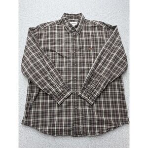 Carhartt Shirt Mens XL Brown Plaid Long Sleeve Button Down Workwear Casual